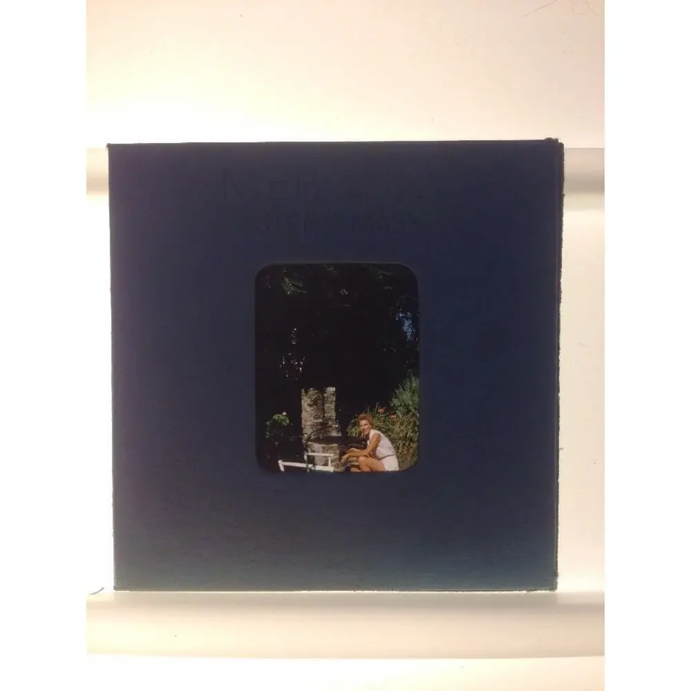 Vintage 1940s Kodachrome Garden Woman Lawn Chair Portrait Photograph Color Slide